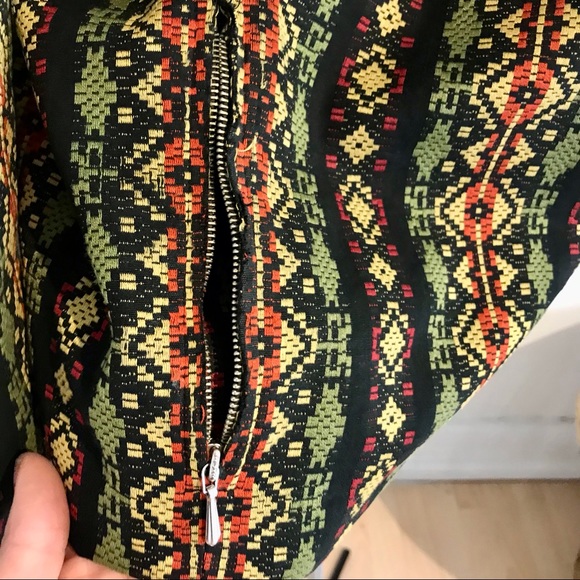 Vintage 1960s Aztec Print Jacket, Fur-trimmed Hood, West Germany, Size Medium - Picture 5 of 10